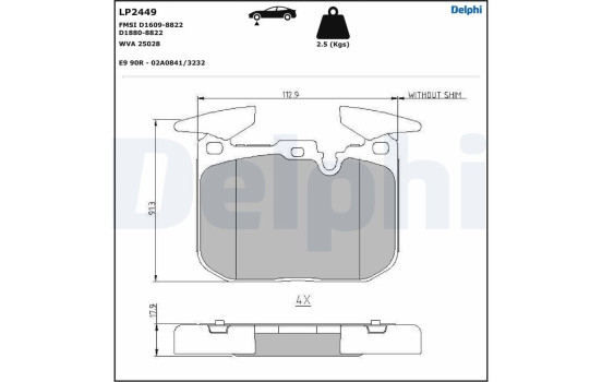 JEU DE PLAQUETTES DE FREIN LP2449 Delphi, Image 3