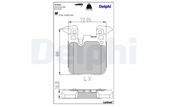 JEU DE PLAQUETTES DE FREIN LP2660 Delphi, Image 3