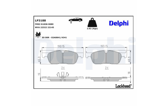 JEU DE PLAQUETTES DE FREIN LP3188 Delphi, Image 3
