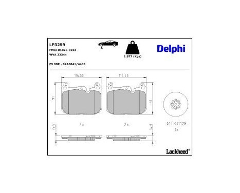 JEU DE PLAQUETTES DE FREIN LP3259 Delphi