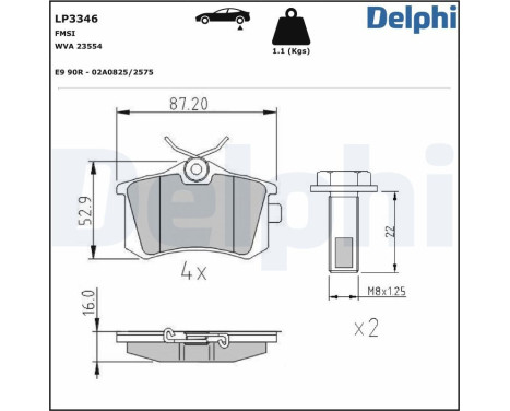 JEU DE PLAQUETTES DE FREIN LP3346 Delphi, Image 4