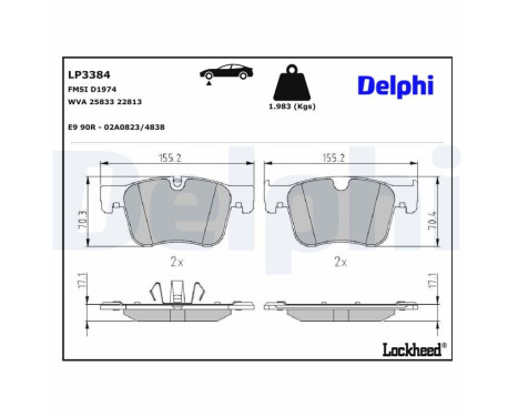 JEU DE PLAQUETTES DE FREIN LP3384 Delphi