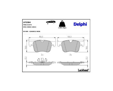 JEU DE PLAQUETTES DE FREIN LP3384 Delphi, Image 4