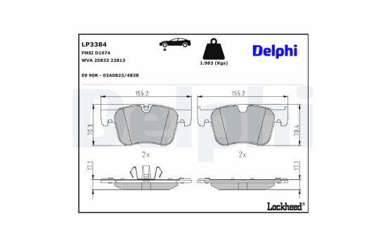 JEU DE PLAQUETTES DE FREIN LP3384 Delphi, Image 4
