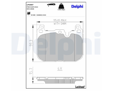 JEU DE PLAQUETTES DE FREIN LP3597 Delphi