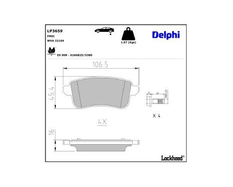 JEU DE PLAQUETTES DE FREIN LP3659 Delphi, Image 3