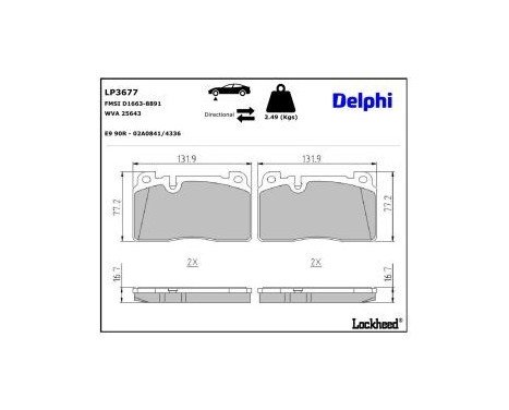 JEU DE PLAQUETTES DE FREIN LP3677 Delphi, Image 3