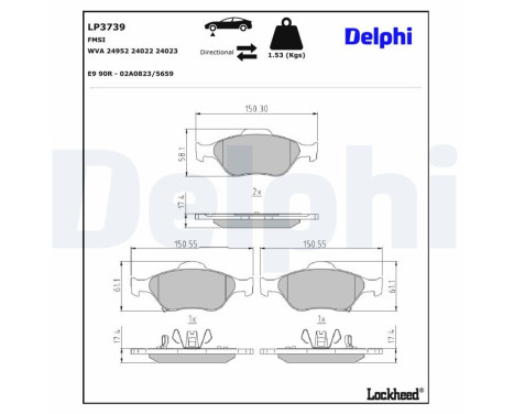 JEU DE PLAQUETTES DE FREIN LP3739 Delphi