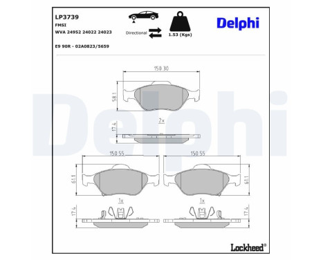 JEU DE PLAQUETTES DE FREIN LP3739 Delphi, Image 3