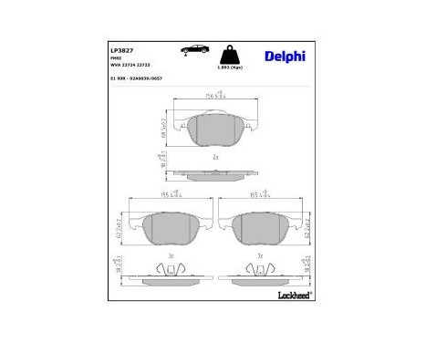 JEU DE PLAQUETTES DE FREIN LP3827 Delphi, Image 3