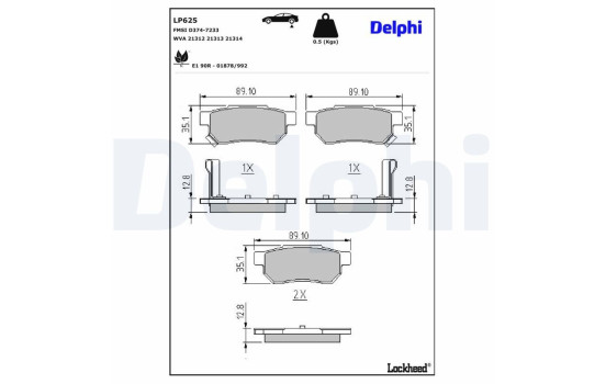JEU DE PLAQUETTES DE FREIN LP625 Delphi, Image 3