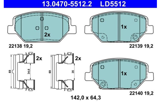 Second chance brake pad set, disc brake ATE13.0470-5512.2.265