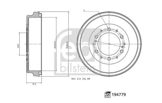 Brake drum 194779 FEBI