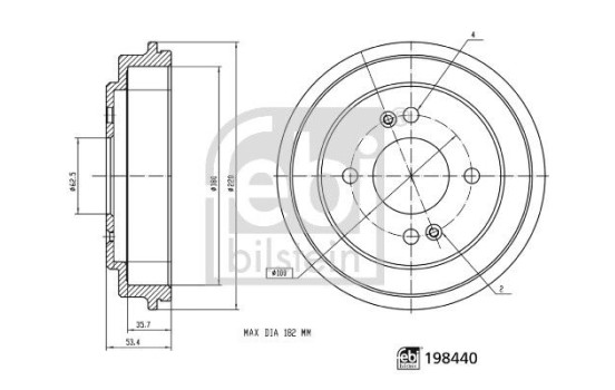 Brake drum 198440 FEBI