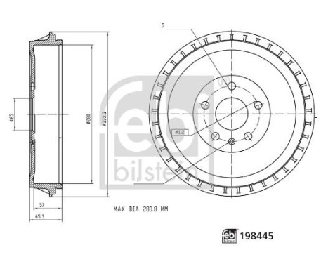 Brake drum 198445 FEBI