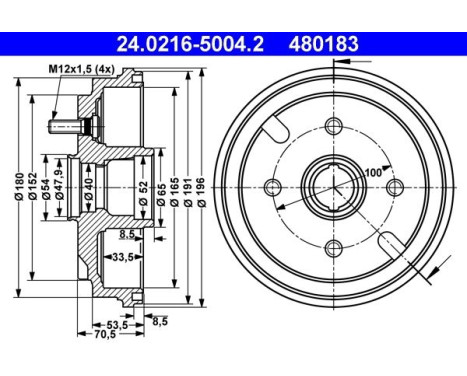 Brake Drum 24.0216-5004.2 ATE