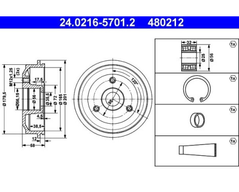 Brake Drum 24.0216-5701.2 ATE