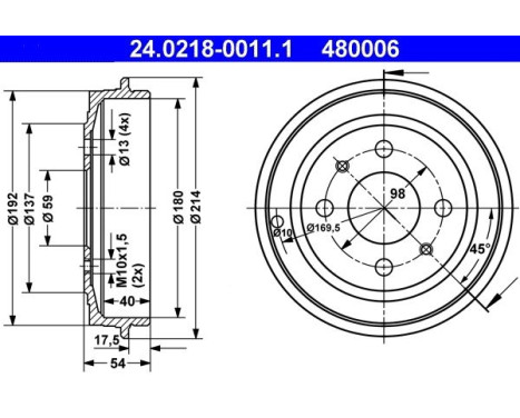 Brake Drum 24.0218-0011.1 ATE