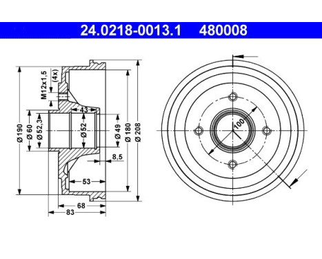Brake Drum 24.0218-0013.1 ATE