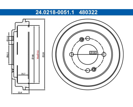 Brake drum 24.0218-0051.1 ATE