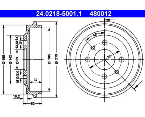 Brake Drum 24.0218-5001.1 ATE