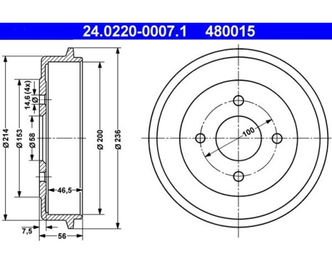 brake drum 24.0220-0007.1 ATE