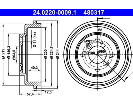 Brake Drum 24.0220-0009.1 ATE