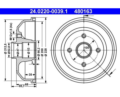 Brake Drum 24.0220-0039.1 ATE