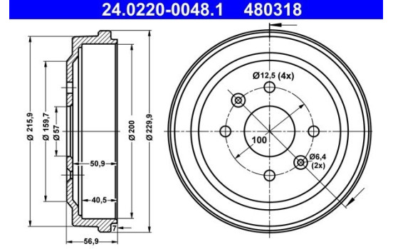 Brake drum 24.0220-0048.1 ATE