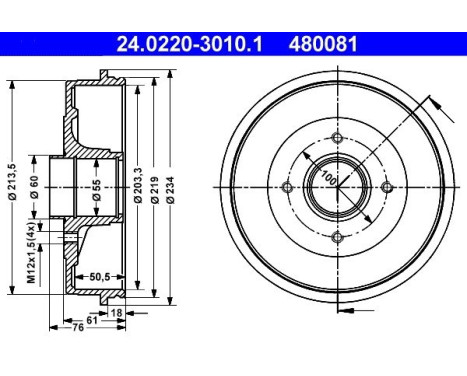 brake drum 24.0220-3010.1 ATE