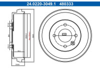 Brake drum 24.0220-3049.1 ATE