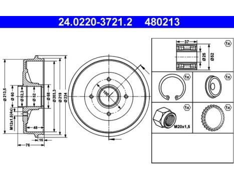 Brake drum 24.0220-3721.2 ATE