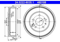 Brake drum 24.0222-8035.1 ATE