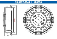Brake drum 24.0222-8044.1 ATE