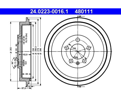 Brake Drum 24.0223-0016.1 ATE