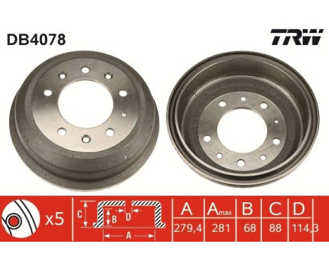 Brake Drum DB4078 TRW