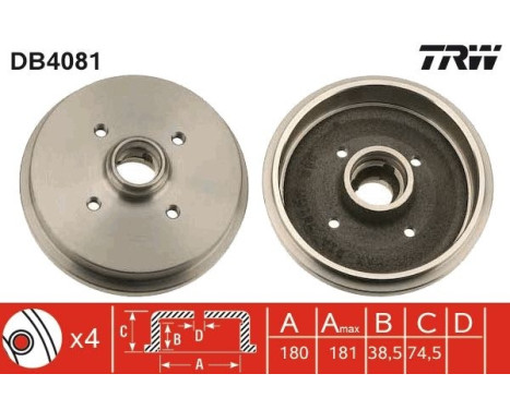 brake drum DB4081 TRW