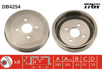 Brake drum DB4254 TRW