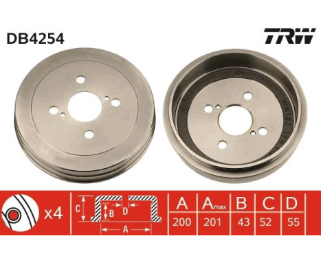 Brake drum DB4254 TRW
