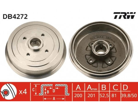 Brake Drum DB4272 TRW