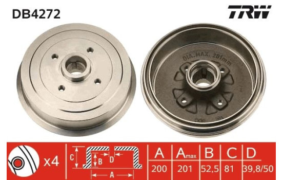 Brake Drum DB4272 TRW