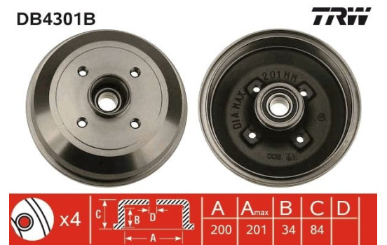 Brake drum DB4301B TRW