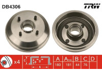 Brake drum DB4306 TRW