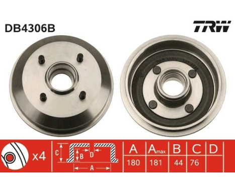 Brake drum DB4306B TRW