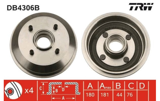 Brake drum DB4306B TRW