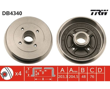 brake drum DB4340 TRW