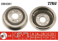 Brake drum DB4361 TRW
