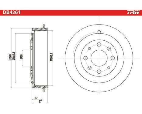 Brake drum DB4361 TRW, Image 2