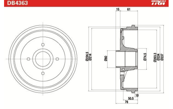 Brake Drum DB4363 TRW, Image 2
