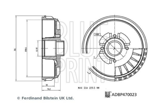 brake drum with wheel bearing ADBP470023 Blue Print, Image 3
